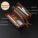 Leinasen Brand Men Wallets With Coin Pocket Zipper Double Zipper Male Walle