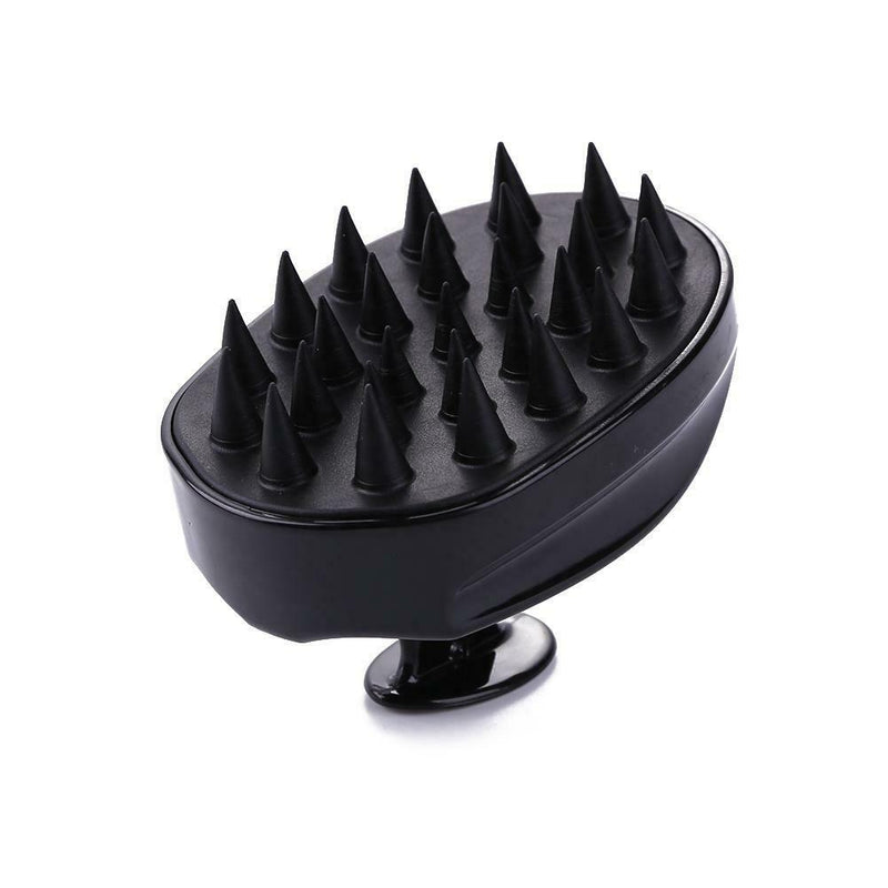 Silicone Shampoo Scalp Massage Brush Bath Body Hair Washing Comb (Black)