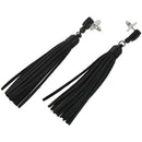 one pair of Glass Crystal Long Tassel Earrings Black