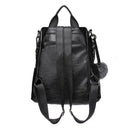 Solid Color Knapsack Women Backpacks Anti-theft PU Leather Rucksack (Black) SN9F