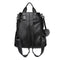 Solid Color Knapsack Women Backpacks Anti-theft PU Leather Rucksack (Black) SN9F