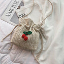 Straw Bag Ladies Beach Bag Personality Messenger Bag Drawstring Cherry Lady W6E6