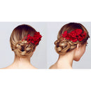 1Pc Bridal wedding bridesmaid red flower hair comb clip hairpin accessories 3C