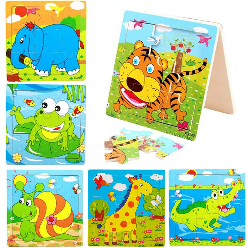 1pc Cartoon Animal IQ Development Puzzles Wooden Kids Early Education