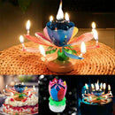 Musical Charming Lotus Flower Rotating Happy Birthday Party Gift Lights Candle J