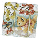 11 Count Stamped Cross Stitch Kits Embroidery Material Package - Kitten Bird