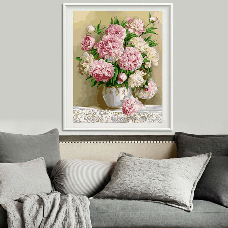Peony Flower 30x40cm DIY Paint By Numbers Oil Painting Kits Canvas