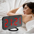 Easy Snooze Time Setting LED Mirror Digital Alarm Dual USB Port Charging St