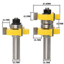 1/2" Shank Tongue and Groove Joint Router Bit Set Woodworking Cutting Tool