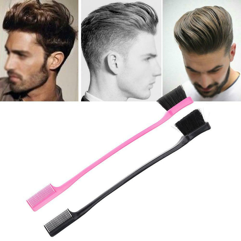2pcs Portable Pro Double Sided Brush Hair Styling Hairdressing Edge Control Comb