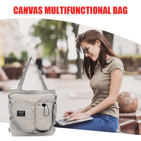 Women Canvas Shoulder Crossbody Bag Large Capacity Travel Handbag (Grey) A#S
