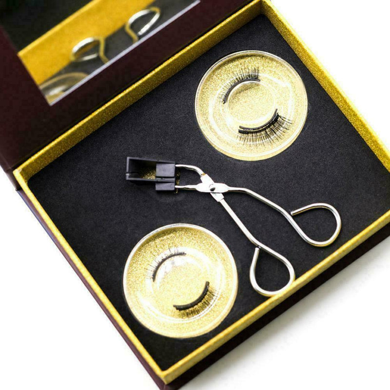 Magnetic Eyelashes Clips Set - 2pairs Eyelashes&golden Curler Eyelash O2O4