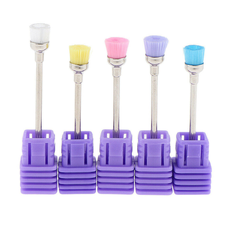 5pcs Electric Nail Art Drill Cleaning Brush Manicure Polishing Tips Brushes