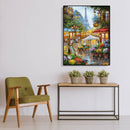 Painting By Numbers Kit DIY Street Tower Canvas Oil Picture Wall Artwork