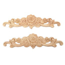 2pcs 20*5cm Wood Carved Long Onlay Applique Unpainted Rose Flower Door Home P8D7