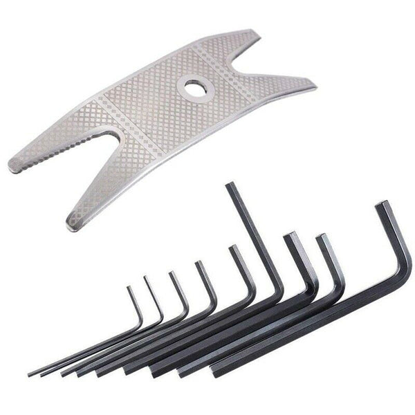 Guitar Multi Spanner Wrench+9Pcs Guitar Bass Neck Bridge Screw Truss Rod Ad