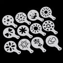 12 Pcs Cappuccino Coffee White Stencils Template Strew Flowers Pad Duster S