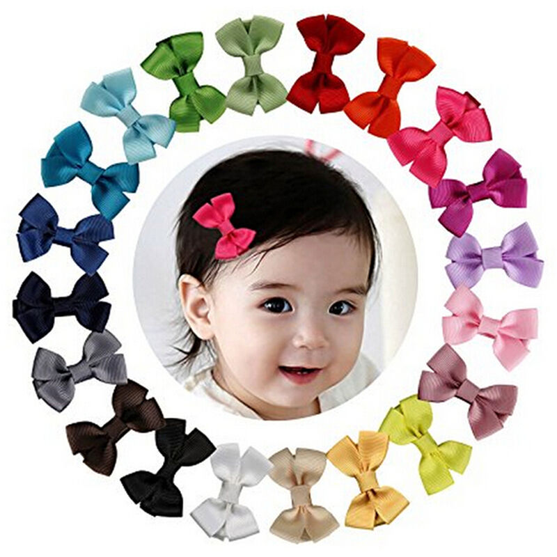 20 PCS Baby Big Hair Bows Boutique Girls Alligator Clip Grosgrain Ribbon LJAU