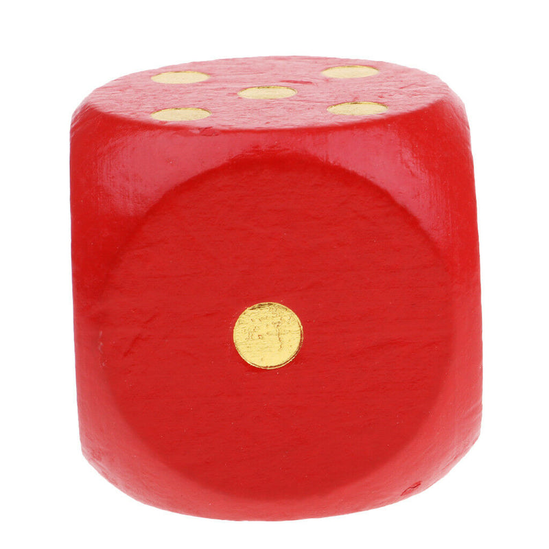 2x Large 5cm Wooden Dice D6 Six Sided Dies for D&D RPG MTG TRPG Red+Yellow