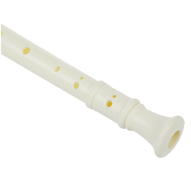 Students Off White Plastic 8 Holes Flute Recorder w Cleaning Stick
