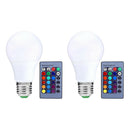 2PCS 5W Remote Control RGB Bulb Lamp, White Light, 10W, Suitable For