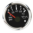 Oil Pressure Gauge Meter Boat Yacht Waterproof Oil Pressure Gauge 52mm Black