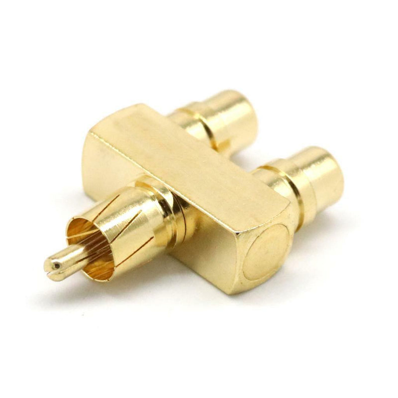 2pieces RCA AV Audio Y Splitter Plug Adapter 1 Male to 2 Female