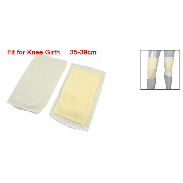 Beige Stretchy Fleece Padding Knee Support Protector Warmer Pair N3V9