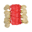 1 Pair Belly Dance Cuff Wrist Bracelets with 18 Golden Coins L2W4