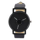 Fashion Unisex Women Men Wristwatches PU Strap Analog Quartz Watch (Black) A