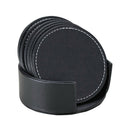 Set of 6 Coasters for Drinks PU Leather Holder Coffee Tea Cups Mugs Black