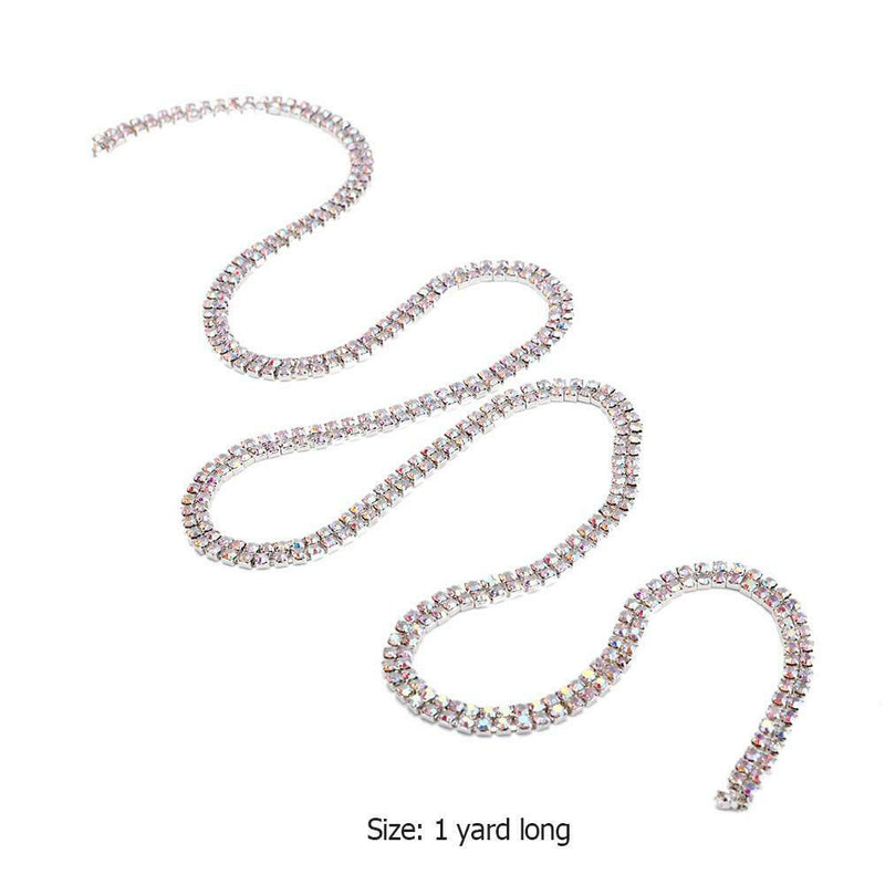 1 Yard Double Row Sparkle Rhinestones Chain DIY Mobile Phone Shell Stickers