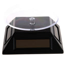 Mini 4 Panels Solar Powered Turn Table Rotary Jewelry Display Stand Black