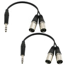 2x 1/4" 6.35mm to 2 Dual XLR Male Cable for Mic Mixer Amplifier Sound Card