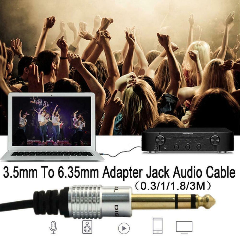 3.5mm to 6.5mm Adapter Jack Audio AUX Cable for Mixer Amplifier Guitar Male O8T8