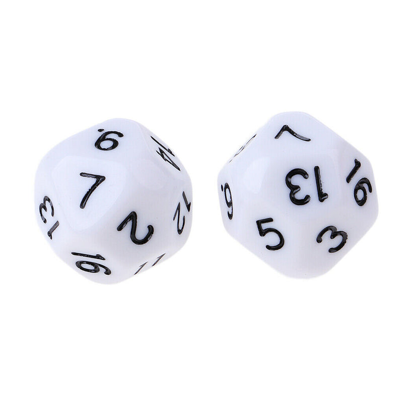 10pcs 16 Sided D16 14mm Acrylic Opaque Dice for Role Playing Game RPG White