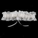 Wedding Celebration Bride Keepsake Beige Lace Crystal Bowknot Bridal Garter