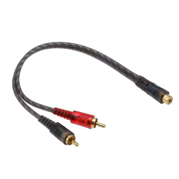 1pc 27cm 1 RCA Female to 2 RCA Male Splitter Cable for Car Audio System #JT1