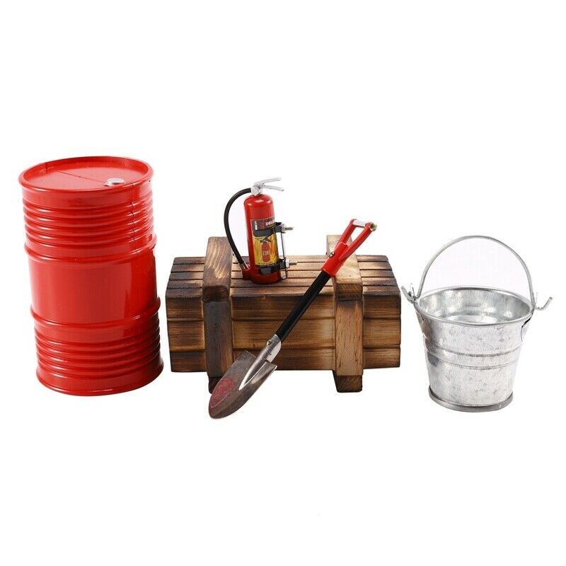 5PCS RC Crawler Car Simulation Fire Extinguisher Oil Drum Shovel Parts Mode L7N7