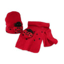Winter Cute Baby Infant Boy Girls Ladybug Warm Beanie Hat Cap + Scarf 2N1 K8S6