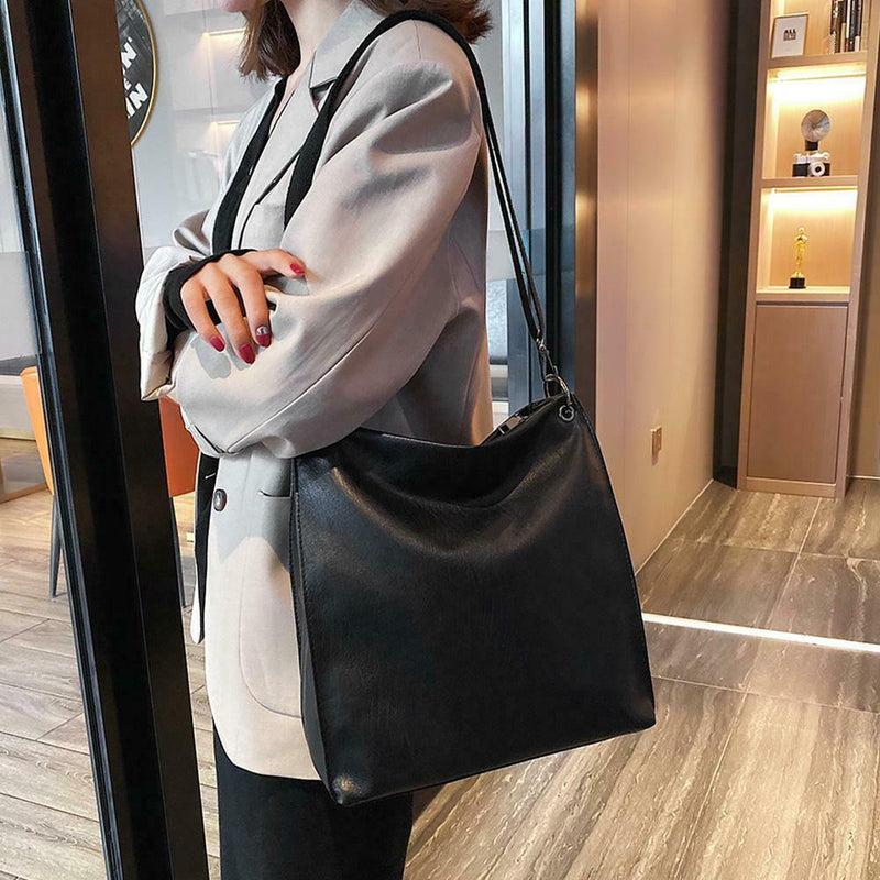 Large Capacity Messenger Bag Women Leather Classic Shoulder Handbag Retro Purse