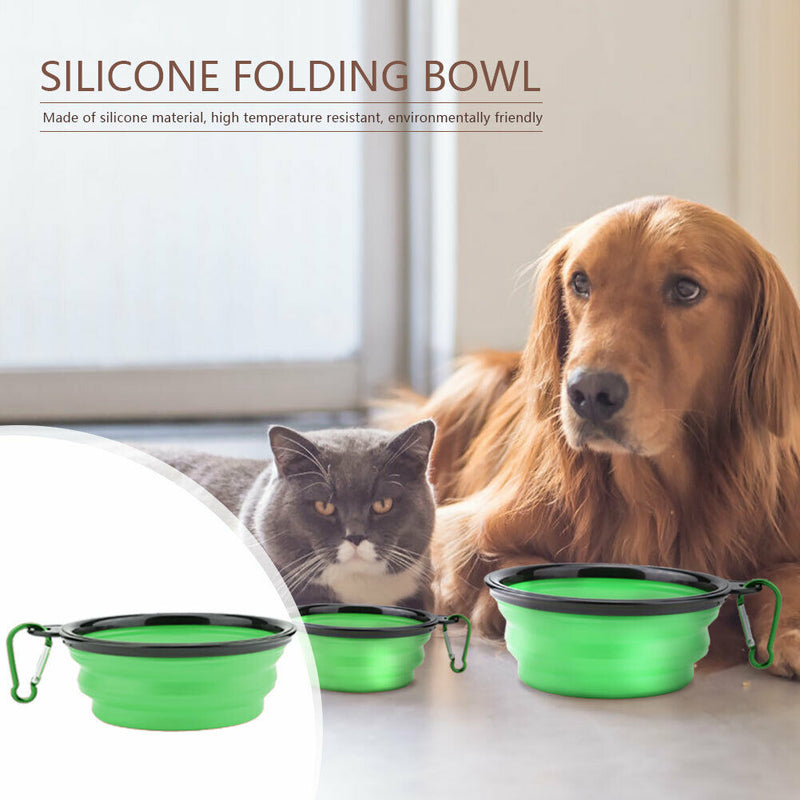 2pcs Portable Silicone Collapsible Bowl for Pet Cat Dog Food Water Feeding