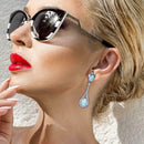 Fashion Water Drop Long Earrings Women Colorful Crystal Ear Dangle Jewelry A