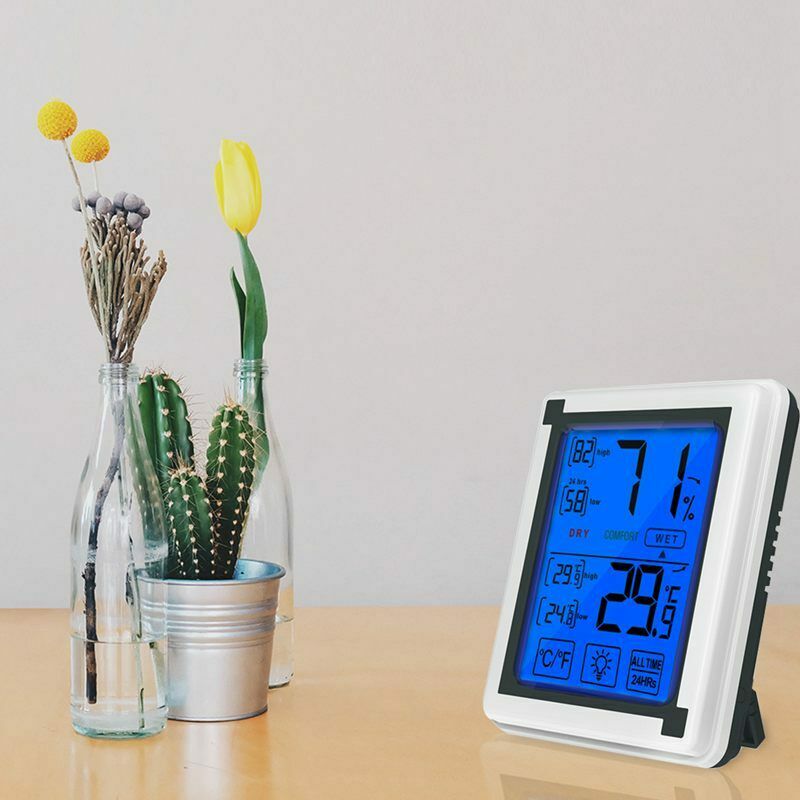 Digital Hygrometer Indoor Thermometer Humidity Gauge With Jumbo Touchscreen Q9G8