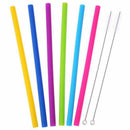 Reusable 6pcs/lot Drinking Straw Food Grade Silicone + 2 Cleaner Brush Set