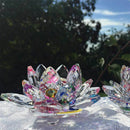 3.4 inch Rainbow Crystal Lotus Flower with Gift Box for Feng Shui Home Deco
