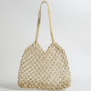 New Hand-Woven Hollowwork Straw Bag Paper Rope Grid Without Lining Woven Be