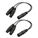 2Pack Microphone Lead / Mic Cable / XLR Patch Lead Male to 2 Female Plug 1ft