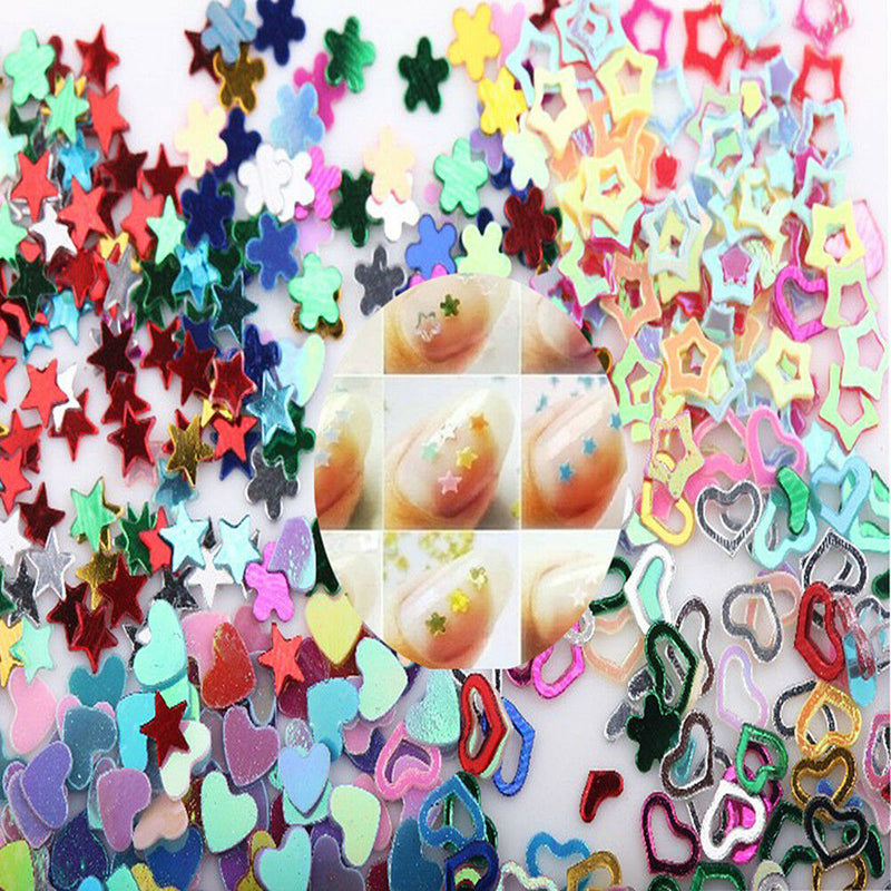 5000Pcs Mixed Nail Art DIY Glitter Heart Star Flower Sequins Stickers Decals 3mm