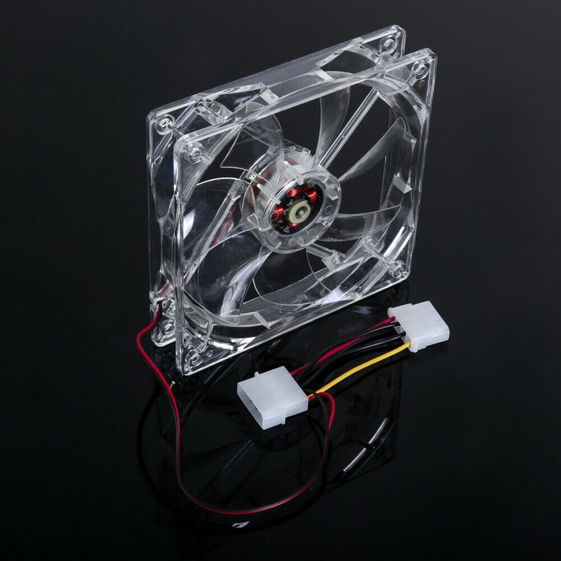 LED Light CPU Cooling Fan Computer PC Clear Case Quad 12CM Heatsink Blue